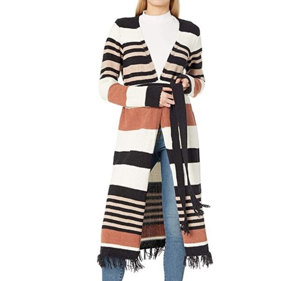 Moon River Sweaters - Moon River Women's Color Block striped Duster Long Chenille Sweater